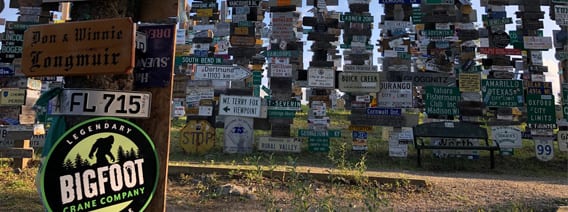 Bigfoot Sign in Sign Post Forest