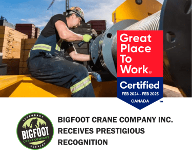 Bigfoot Crane Company has been Certified a Great Place To Work in 2024, for the 3rd year in a row